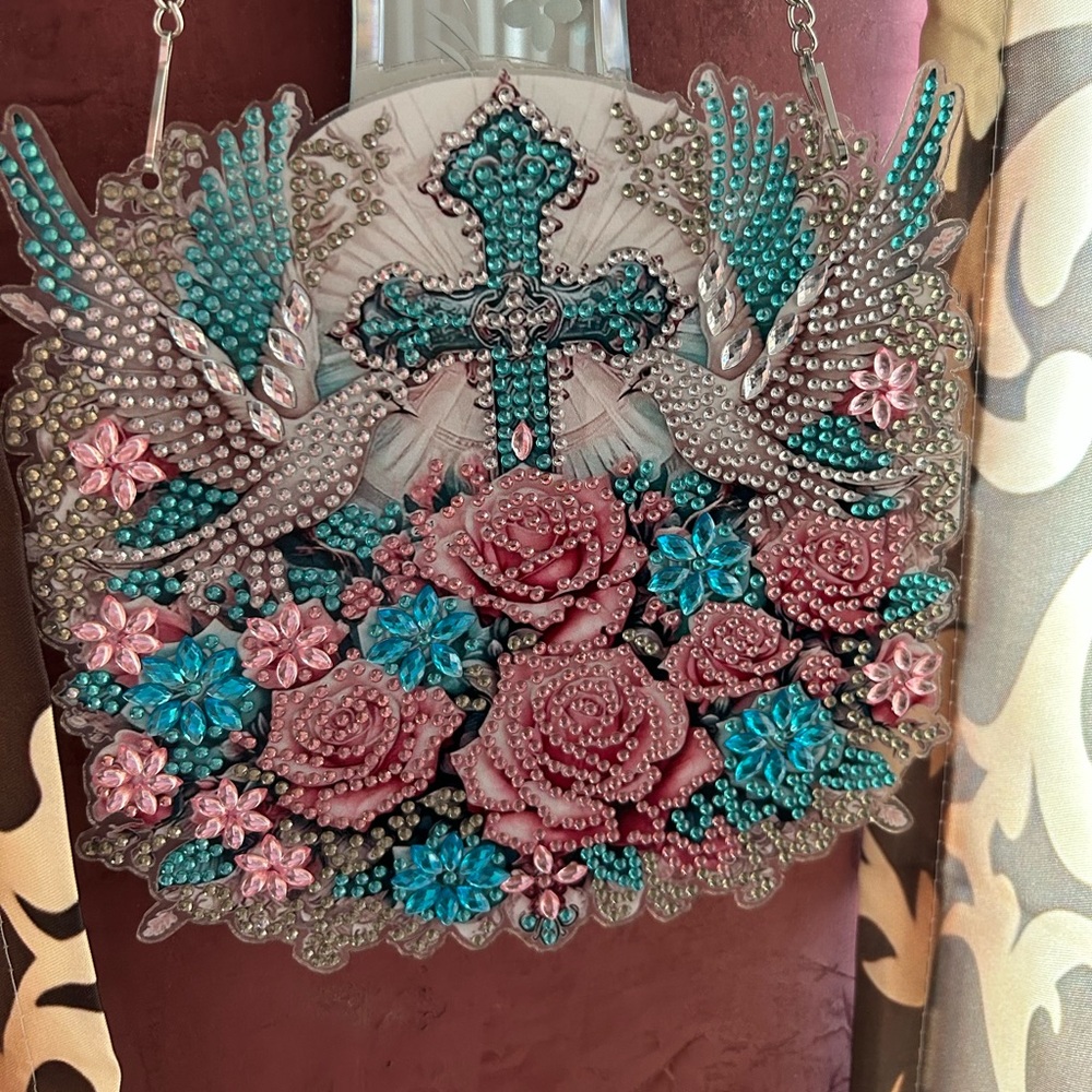 Embellished Floral Wall Hanking with Center  toes